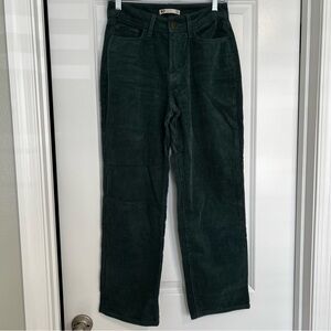 Green corduroy high rise straight pants